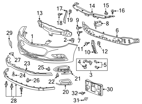 2016 Chevrolet Cruze Front Bumper Spoiler Diagram for 84095934