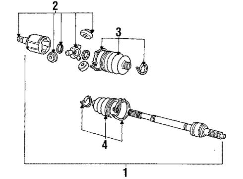 1987 Honda Accord Drive Axles - Front Driveshaft Assembly, Passenger Side Diagram for 44305-SE0-912