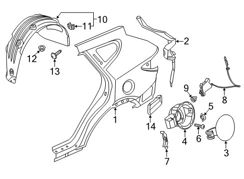 2016 Hyundai Santa Fe Sport Fuel Door Rear Wheel Front Piece Guard, Right Diagram for 86822-4Z000