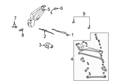 2004 Ford Taurus Wiper & Washer Components Washer Nozzle Diagram for YF1Z-17603-AAA