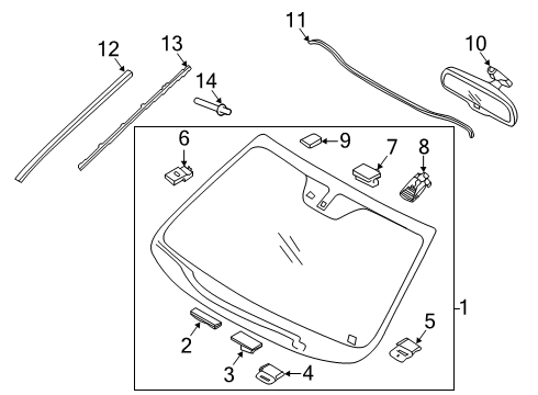 2019 Kia Sorento Windshield Glass, Reveal Moldings COUPLER-Multi Function Diagram for 95791C6500