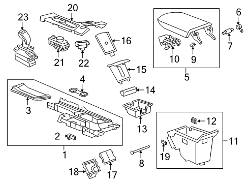 2021 Cadillac XT6 Center Console Lamp Assembly Bracket Diagram for 13597868