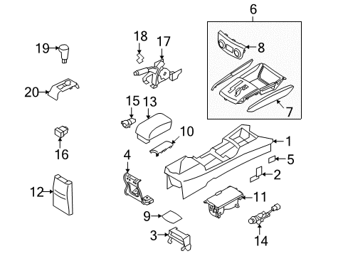2010 Hyundai Elantra Switches Cup Holder Assembly Diagram for 84670-2H700-9P