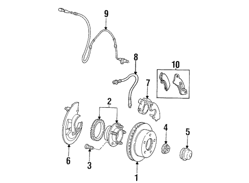 1997 Mercury Grand Marquis Front Brakes Rotor Diagram for YW7Z-1V125-D