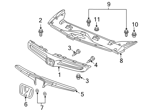 2006 Honda Accord Grille & Components Screw, Tapping (4X12) Diagram for 93902-24320