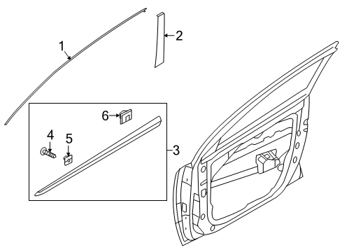 2019 Kia Niro Exterior Trim - Front Door MOULDING Assembly-Front Door Diagram for 87722G5000