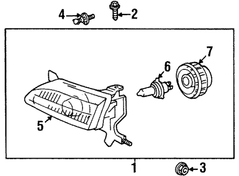 2000 Chevrolet Prizm Headlamps Capsule/Headlamp/Fog Lamp Headlamp Diagram for 94857181