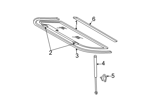 2003 Jeep Wrangler Lift Gate - Glass & Hardware Liftgate Prop Diagram for 55076310AD