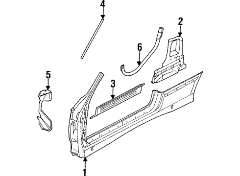 1997 BMW 318ti Pillar & Side Panels Column A With Left Rocker Panel Diagram for 41218191125