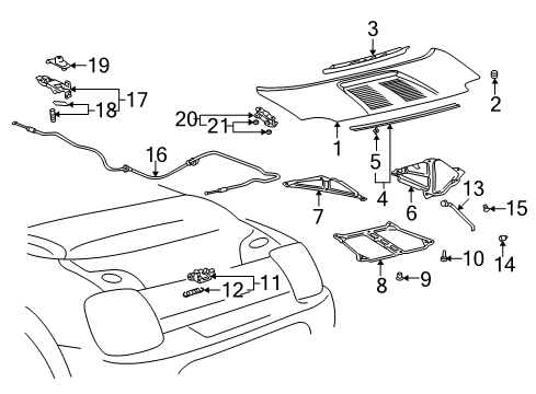 2003 Toyota MR2 Spyder Rear Compartment Support Rod Retainer Diagram for 90959-01136