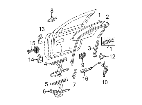 2005 Chevrolet Colorado Front Door Window Regulator Diagram for 15919130