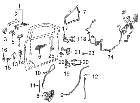 2022 Cadillac XT6 Lock & Hardware Lock Cable Diagram for 84276386