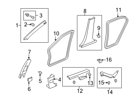 2009 Honda Accord Interior Trim - Pillars, Rocker & Floor Garnish Assy., L. Center Pillar (Lower) *NH167L* (GRAPHITE BLACK) Diagram for 84171-TA0-A01ZA