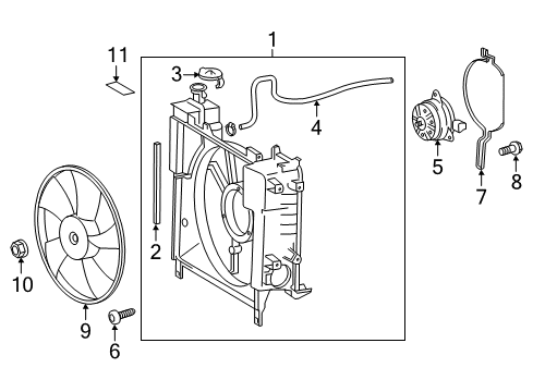 2013 Scion iQ Cooling System, Radiator, Water Pump, Cooling Fan Reservoir Hose Diagram for 16472-40020