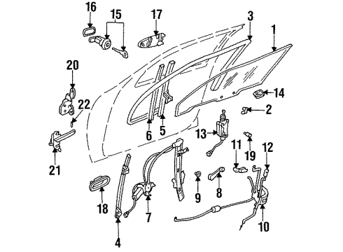 1994 Kia Sephia Front Door Power Window Passenger Switch Assembly Diagram for 0K24166370C