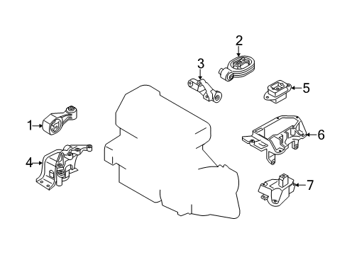 2012 Nissan Juke Engine & Trans Mounting Engine Mounting Bracket, Rear Diagram for 11332-1KC0B