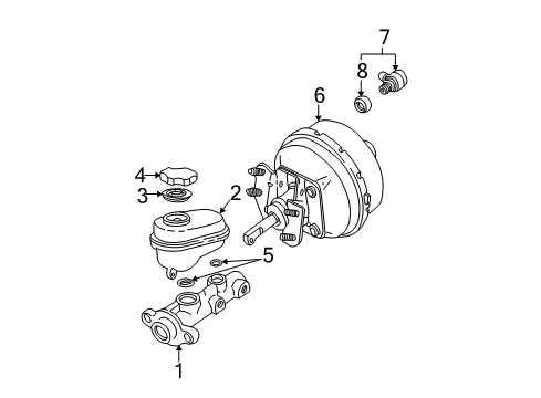 2001 Chevrolet Camaro Cowl & Components Cylinder Asm, Brake Master Diagram for 18060784