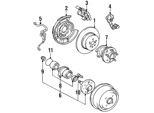 1996 Toyota Camry Rear Brakes Wheel Cylinder Diagram for 47570-33010