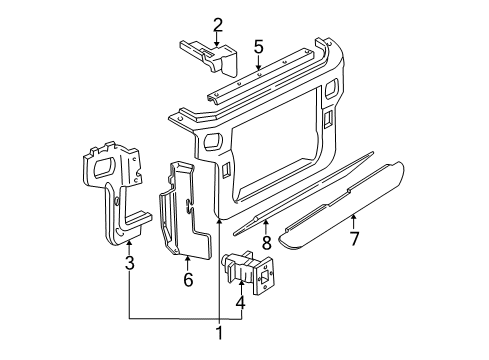 2004 Ford Mustang Radiator Support Air Deflector Extension Diagram for 2R3Z-8310-BA