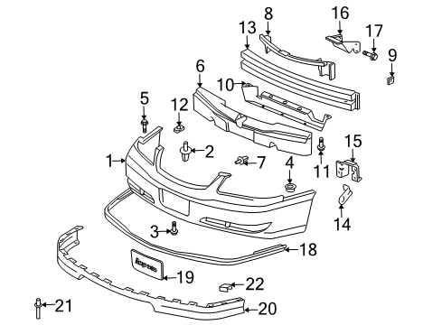 2004 Chevrolet Impala Front Bumper Impact Bar Bracket Diagram for 10437869