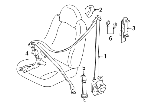 2008 Mercury Mariner Seat Belt Retractor Assembly Cover Diagram for 8L8Z-7860262-AB