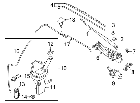 2018 Hyundai Ioniq Wiper & Washer Components Wiper Bracket-Cowl, Front Diagram for 98150-G2000