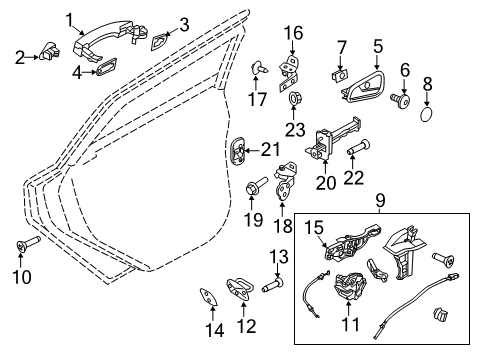 2013 Ford Focus Rear Door Latch Assembly Diagram for CM5Z-54264A27-B