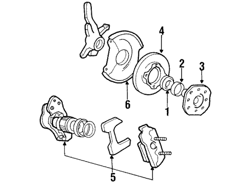 1989 Hyundai Excel Front Brakes Seal Kit-Front Disc Brake Diagram for 58102-32A00