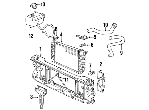 1989 Chevrolet C1500 Radiator & Components, Radiator Support Radiator Assembly Diagram for 52489379