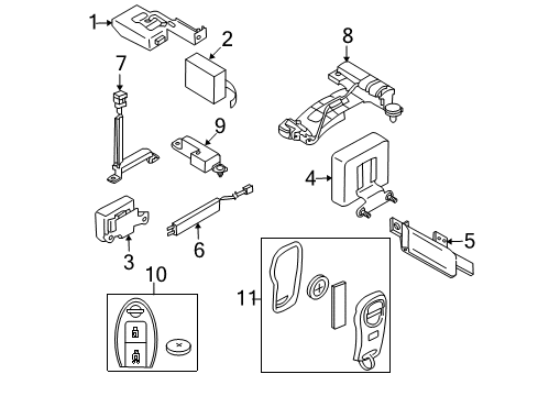 2012 Nissan Versa Keyless Entry Components Ant-Smart KEYLESS, Room Diagram for 285E5-89905