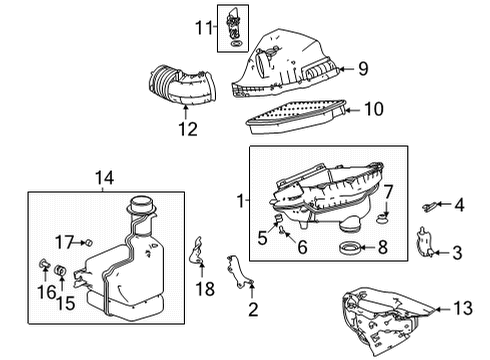 2022 Acura TLX Air Intake CASE SET, A/CLNR Diagram for 17201-6S9-A01