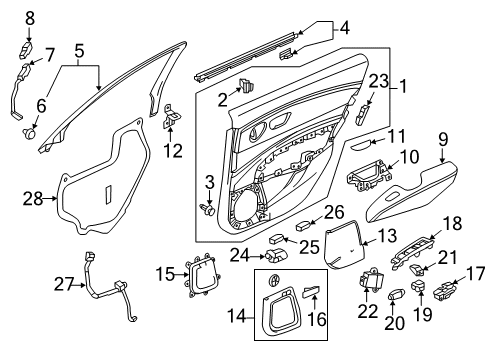 2016 Acura RLX Front Door Base, Left Front Pull Pocket (Light Orchid) Diagram for 83555-TY2-A01ZA