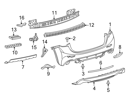 2019 Infiniti QX30 Rear Bumper Moulding-Rear Bumper Diagram for 85070-5DB0H