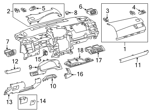 2013 Toyota Camry Cluster & Switches, Instrument Panel Inner Trim Diagram for 55480-06150-C0