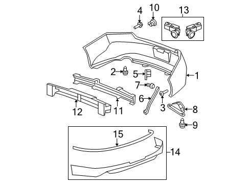 2011 Honda Accord Bumper & Components, Spoiler Spacer, R. RR. Bumper Side Diagram for 71593-TE0-A01