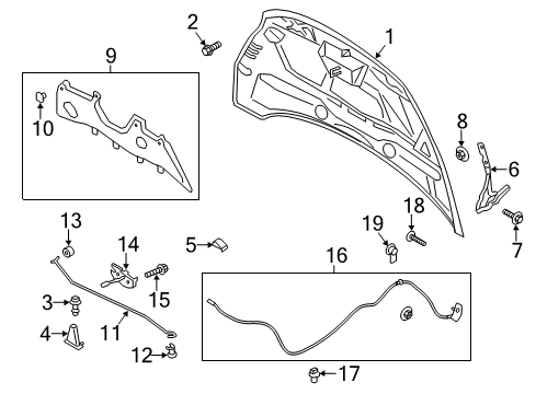 2013 Ford C-Max Hood & Components Insulator Diagram for DM5Z-16738-A