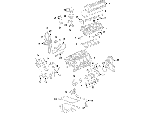 2015 Ford E-350 Super Duty Engine Parts, Mounts, Cylinder Head & Valves, Camshaft & Timing, Variable Valve Timing, Oil Pan, Oil Pump, Adapter Housing, Balance Shafts, Crankshaft & Bearings, Pistons, Rings & Bearings Front Mount Diagram for F7UZ-6038-DB