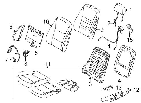 2013 BMW 328i xDrive Lumbar Control Seats Seat Upholstery, Leather Diagram for 52107253263