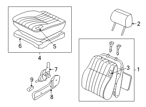 2003 Nissan Xterra Front Seat Components Cushion Assy-Front Seat Diagram for 87350-7Z801