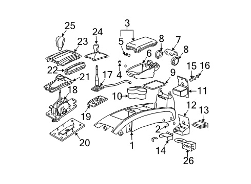 2003 Cadillac CTS Front Console Console-Front Floor *Pewter R Diagram for 25740595