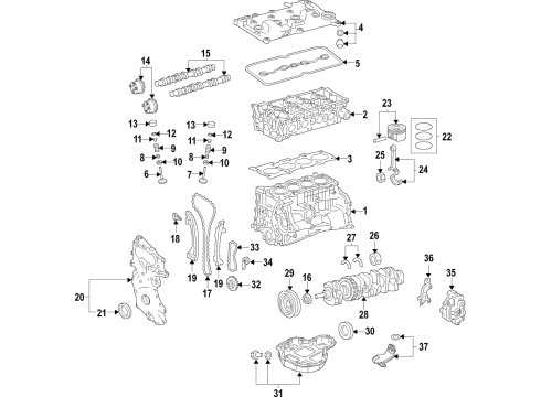 2020 Nissan Altima Engine Parts, Mounts, Cylinder Head & Valves, Camshaft & Timing, Variable Valve Timing, Oil Cooler, Oil Pan, Oil Pump, Balance Shafts, Crankshaft & Bearings, Pistons, Rings & Bearings Cover Assy-Valve Rocker Diagram for 13264-5NA1A