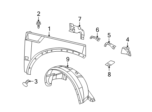 2008 Dodge Nitro Fender & Components Shield-Front Fender Diagram for 55157170AD