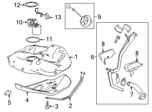 2011 Buick Regal Fuel System Components Filler Pipe Diagram for 13322578