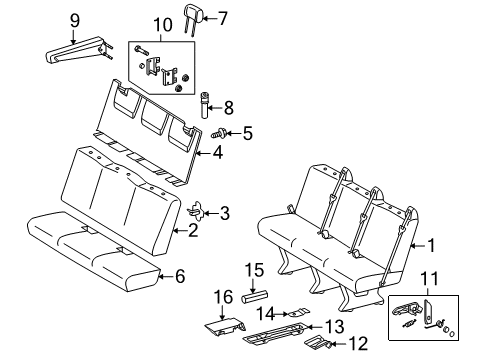 2003 Dodge Sprinter 2500 Rear Seat Components Rear Seat Three Passenger Cushion Diagram for 5166077AA