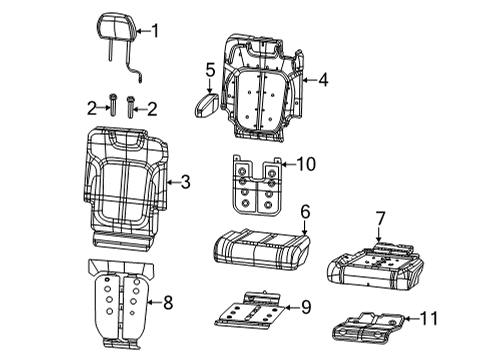 2021 Jeep Grand Cherokee L Second Row Seats Foam-Seat Cushion Diagram for 68472798AC