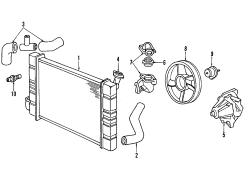 1995 Buick Skylark Cooling System, Radiator, Water Pump, Cooling Fan Engine Coolant Outlet Diagram for 24573020