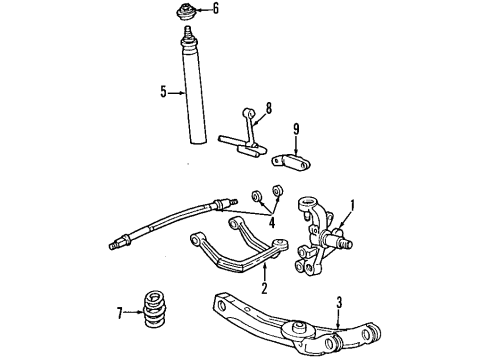 1999 Ford Taurus Rear Suspension Components, Stabilizer Bar Coil Spring Diagram for F6DZ-5560-M
