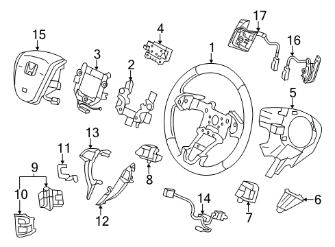 2012 Honda Accord Steering Column & Wheel, Steering Gear & Linkage Switch Assembly, Audio Remote Diagram for 35880-TA0-A11