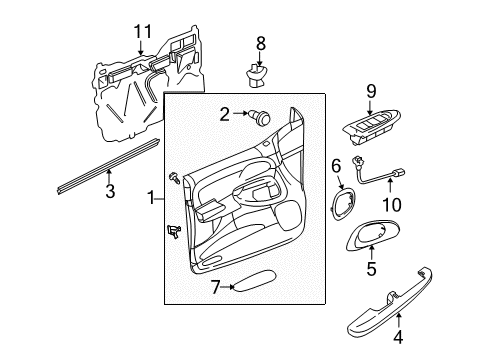 2005 Saab 9-7x Power Seats Reflector, Front Side Door Warning Diagram for 15055842