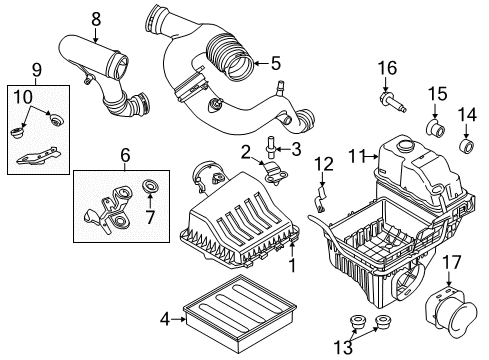 2013 Ford F-150 Filters Air Inlet Assembly Diagram for DL3Z-9C623-A